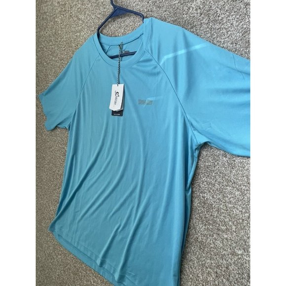 Mens World Wide Sportsman Short Sleeve Blue Fishing Shirt
